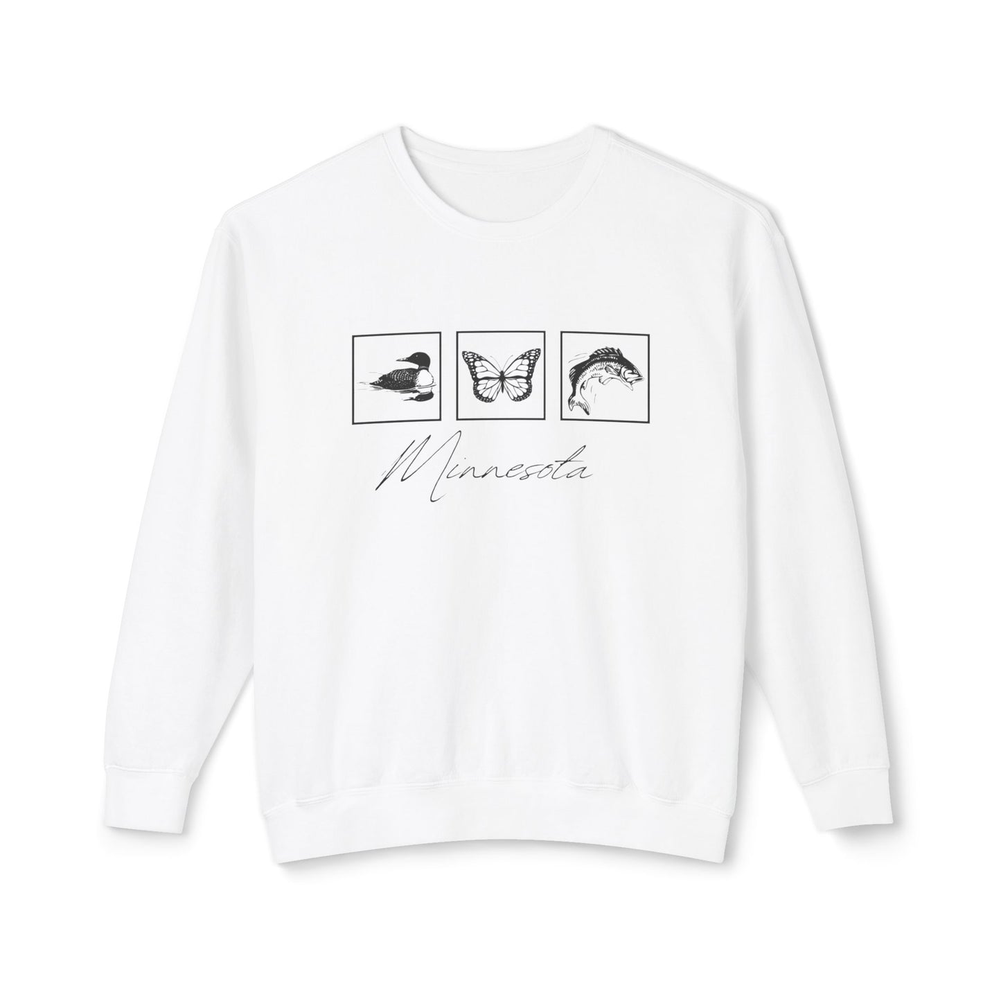 Minnesota State Bird Butterfly Fish Crewneck Sweatshirt