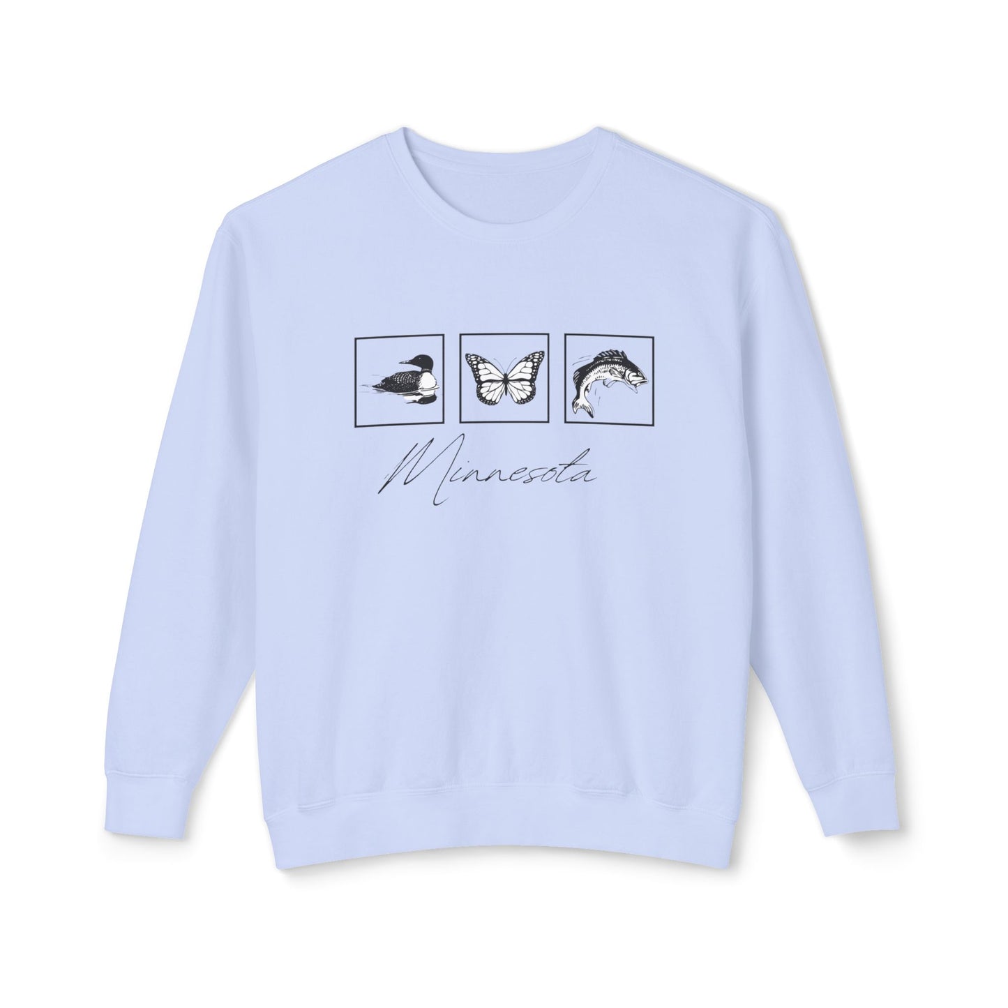 Minnesota State Bird Butterfly Fish Crewneck Sweatshirt