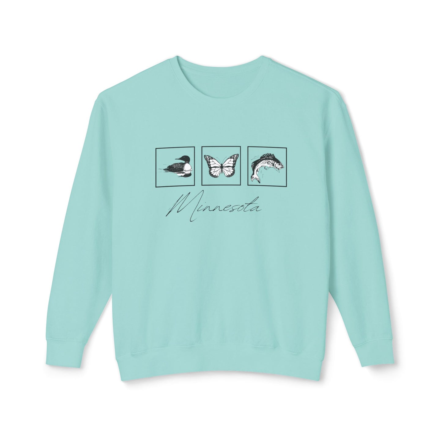 Minnesota State Bird Butterfly Fish Crewneck Sweatshirt