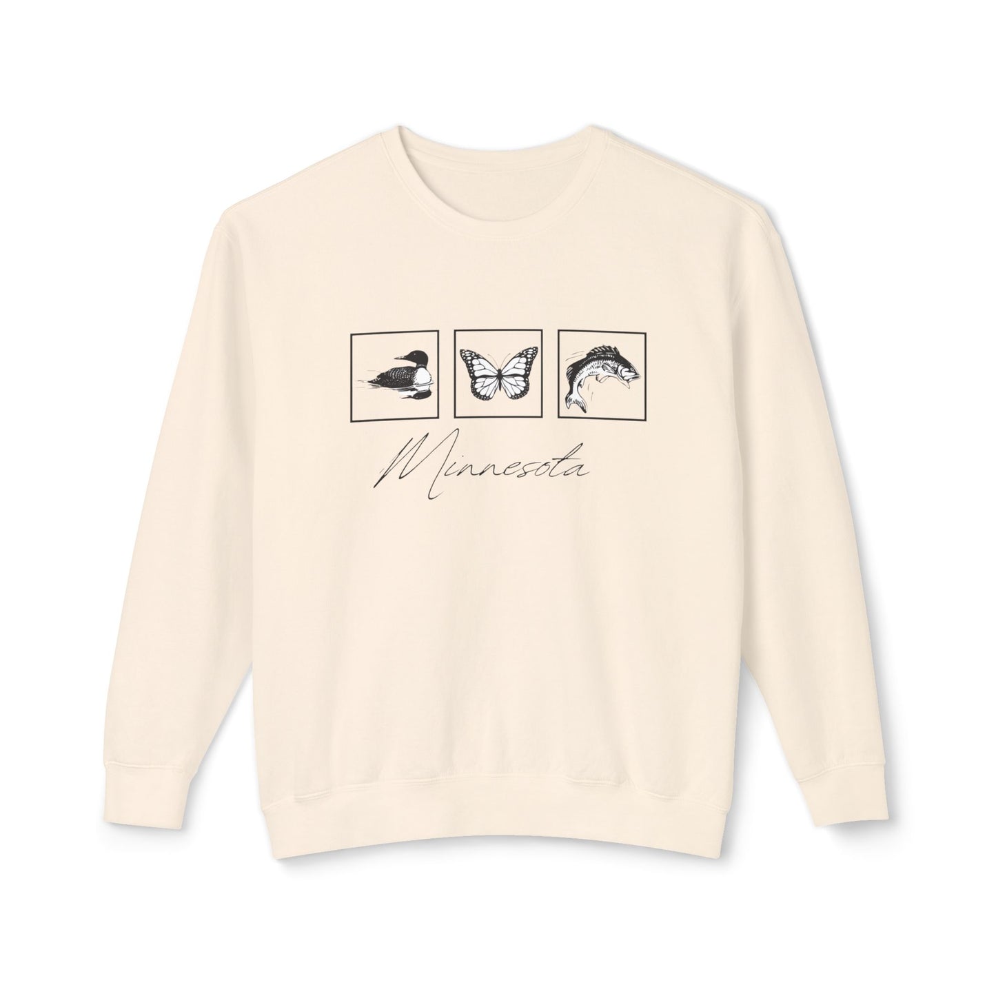 Minnesota State Bird Butterfly Fish Crewneck Sweatshirt