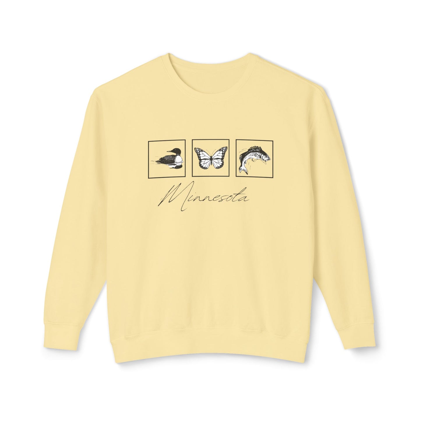 Minnesota State Bird Butterfly Fish Crewneck Sweatshirt