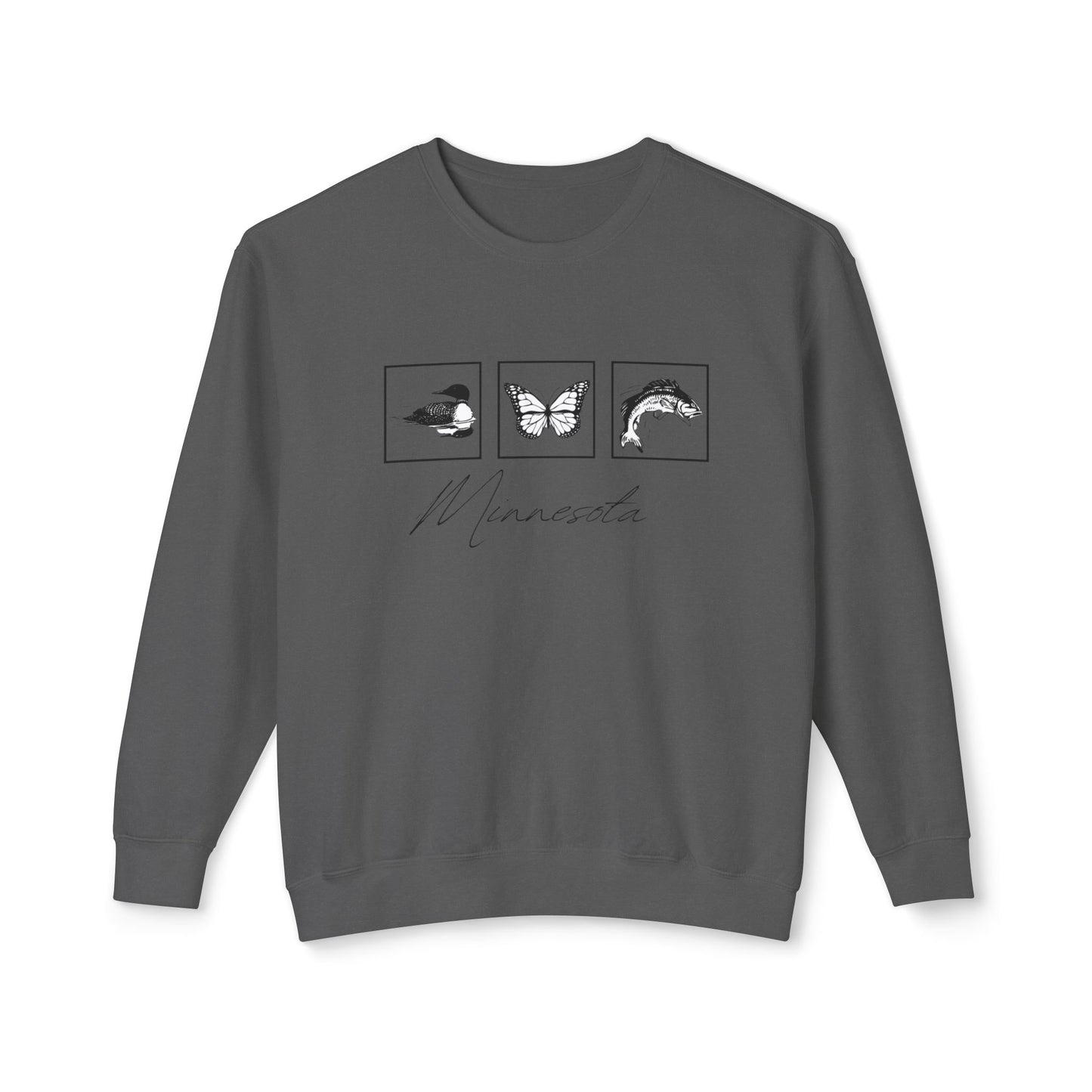 Minnesota State Bird Butterfly Fish Crewneck Sweatshirt