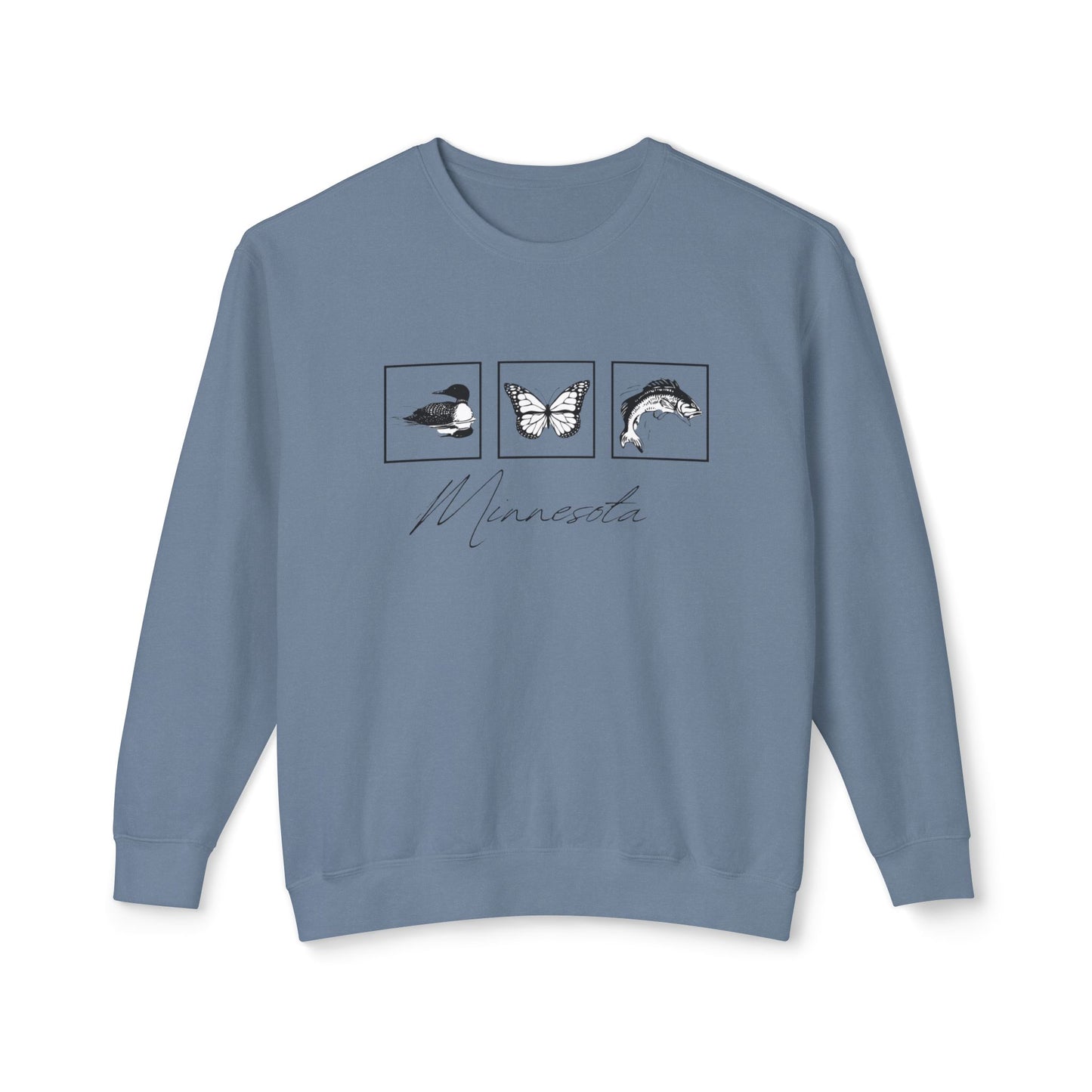 Minnesota State Bird Butterfly Fish Crewneck Sweatshirt